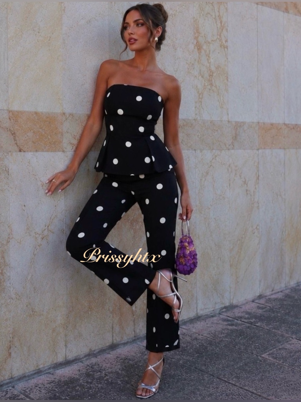 ZARA POLKA DOT STRAPLESS JUMPSUIT